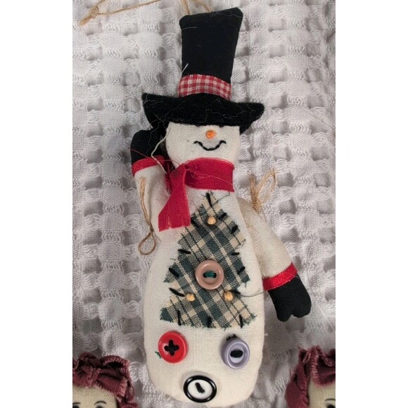 Lot of 6 Vintage Handmade Cloth, Crochet, & Primitive Christmas Ornaments - Picture 3 of 8